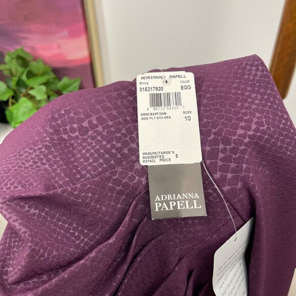 Adrianna Papell Purple V-Neck Ruched Sheath Dress Size 10 - Picture 5 of 11